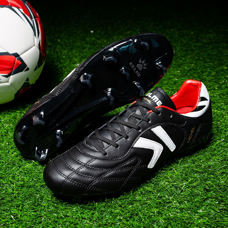 KELME FG Soccer Shoes Original Calf-Skin - Black and white /